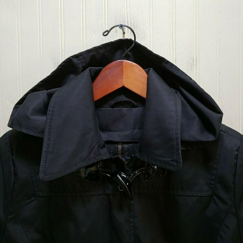 Nautica Coat Mens Small Black Hooded Toggle Rain Full Zip Lined Winter Parka